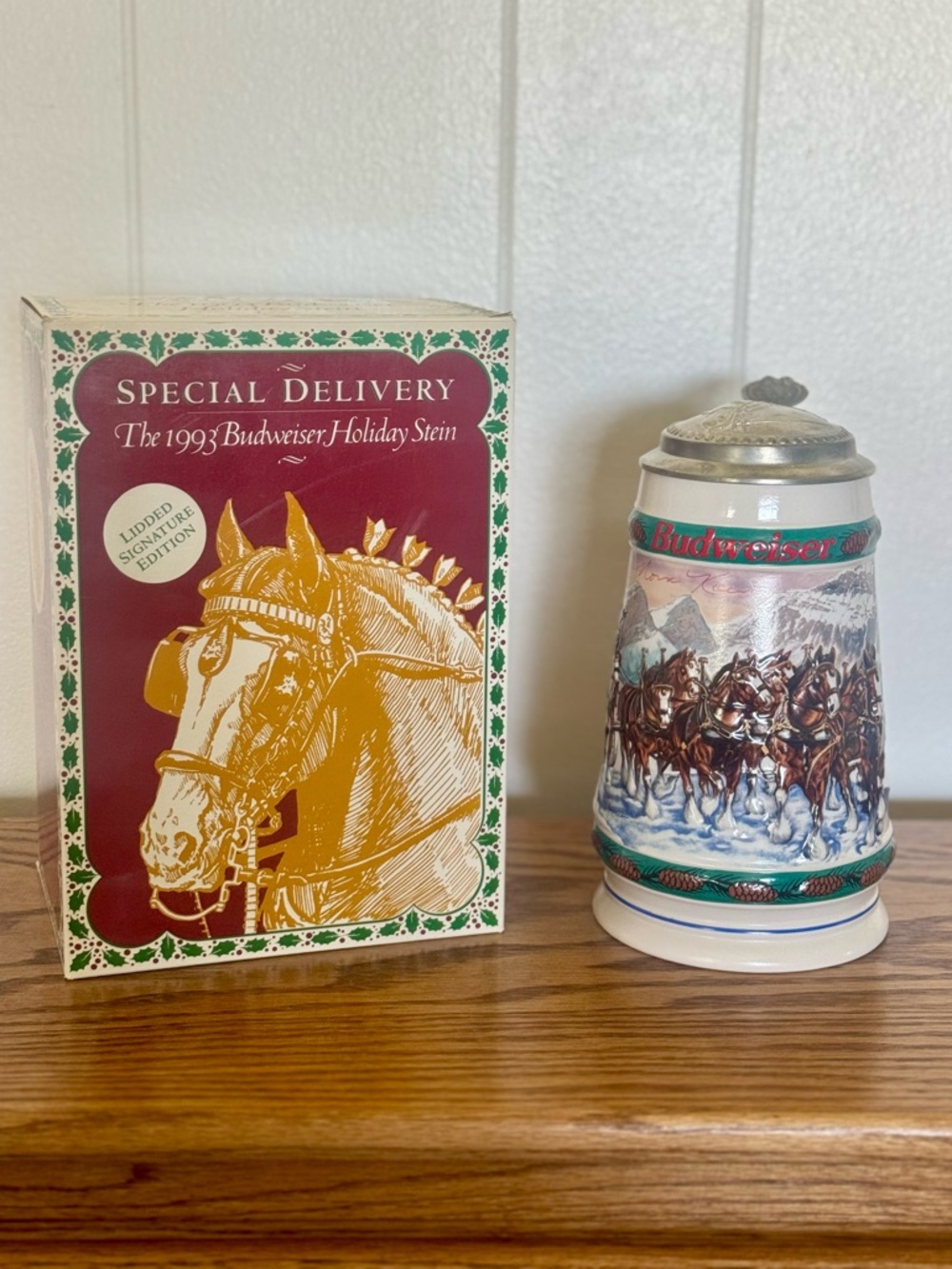 1993 Budweiser Holiday Stein SPECIAL DELIVERY Signature Edition Lidded CS1912S